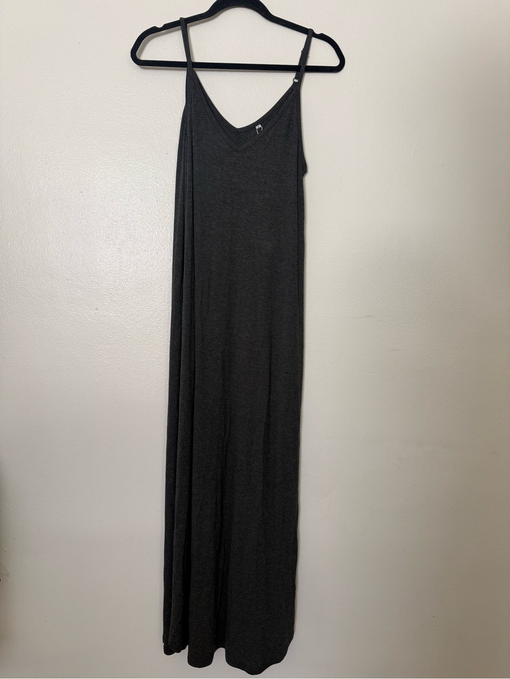 Sleek Charcoal Maxi Slip Dress - Unbranded